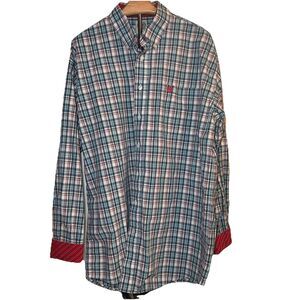 Cinch Shirt Men Size Large Green Blue Red Plaid Western Button Down Cowboy Rodeo